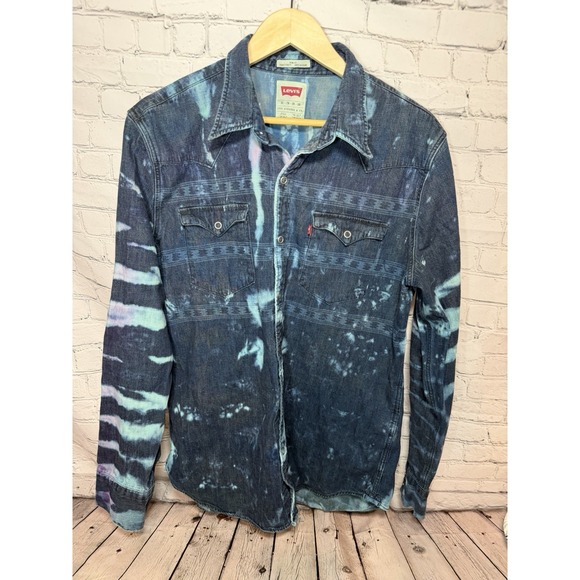 Levi's Other - Levis Reworked Custom Tie Dye Denim Western Snap Shirt Bleach Wash XL Festival